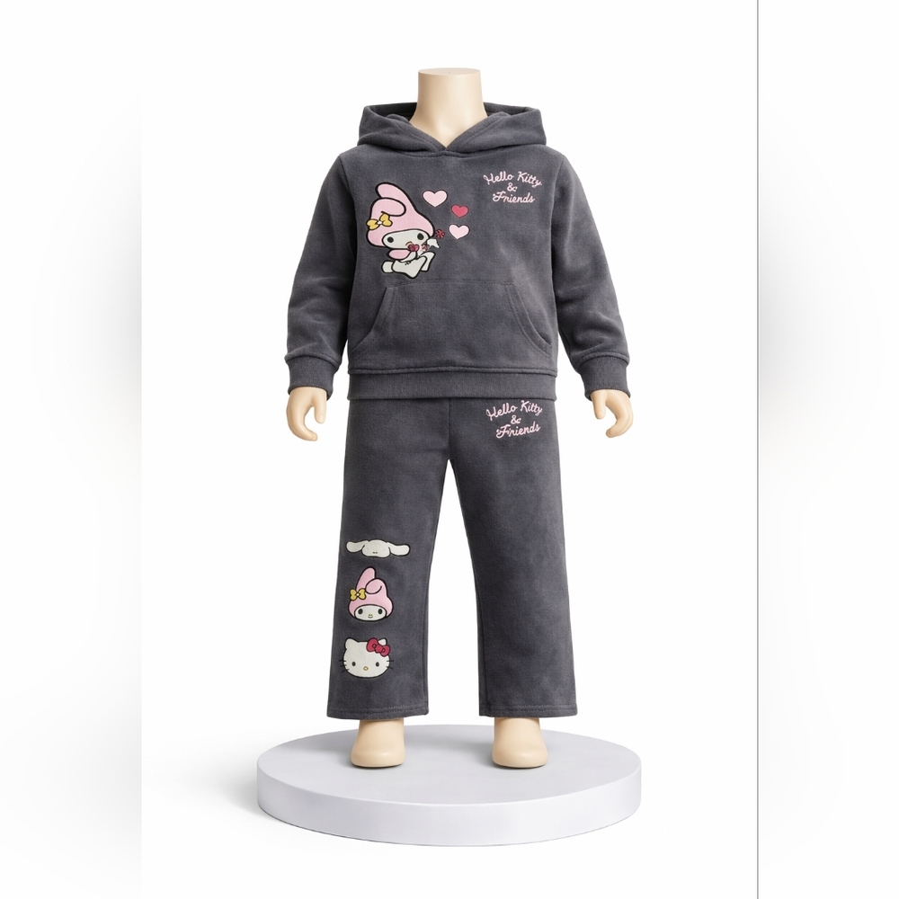Hello Kitty & Friends Grey Hoodie Set with Pink Accents